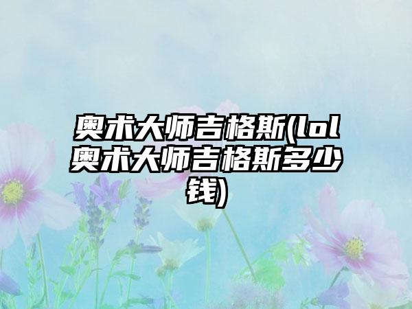 奥术大师吉格斯(lol奥术大师吉格斯多少钱)