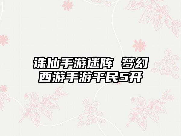 诛仙手游迷阵 梦幻西游手游平民5开