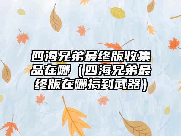 四海兄弟最终版收集品在哪（四海兄弟最终版在哪搞到武器）