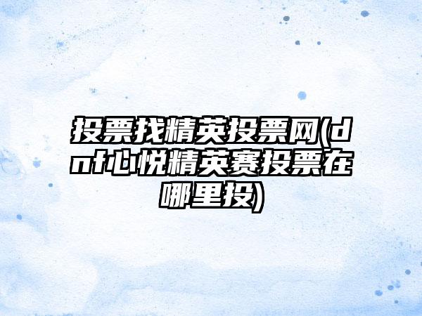 投票找精英投票网(dnf心悦精英赛投票在哪里投)