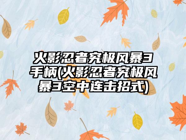 火影忍者究极风暴3手柄(火影忍者究极风暴3空中连击招式)