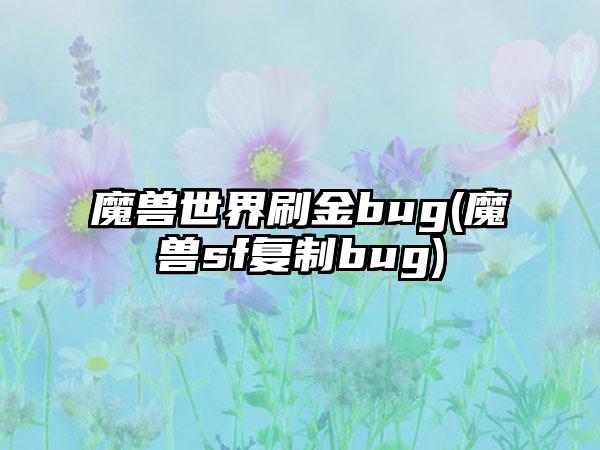 魔兽世界刷金bug(魔兽sf复制bug)