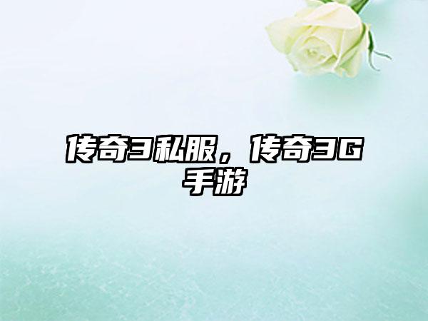 传奇3私服，传奇3G手游