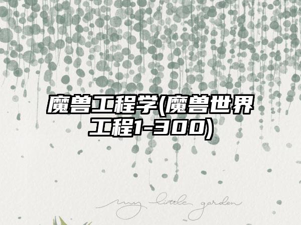 魔兽工程学(魔兽世界工程1-300)
