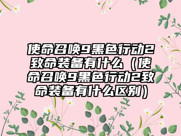 使命召唤9黑色行动2致命装备有什么（使命召唤9黑色行动2致命装备有什么区别）