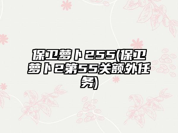 保卫萝卜255(保卫萝卜2第55关额外任务)