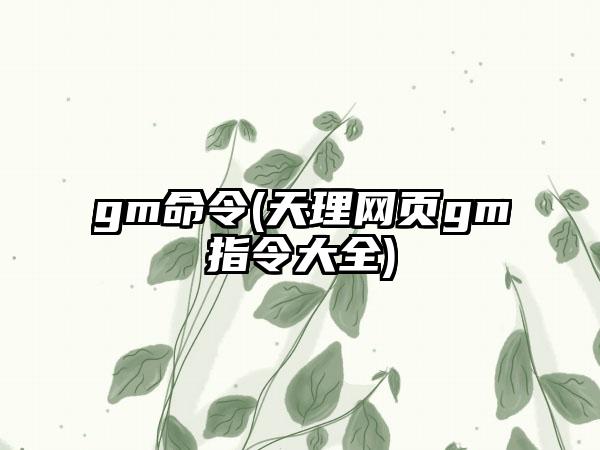 gm命令(天理网页gm指令大全)