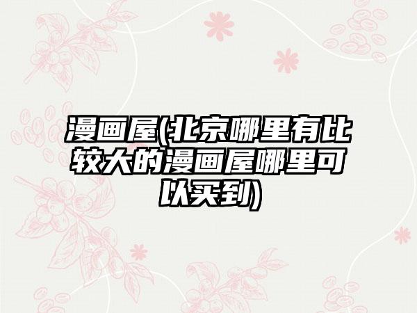 漫画屋(北京哪里有比较大的漫画屋哪里可以买到)