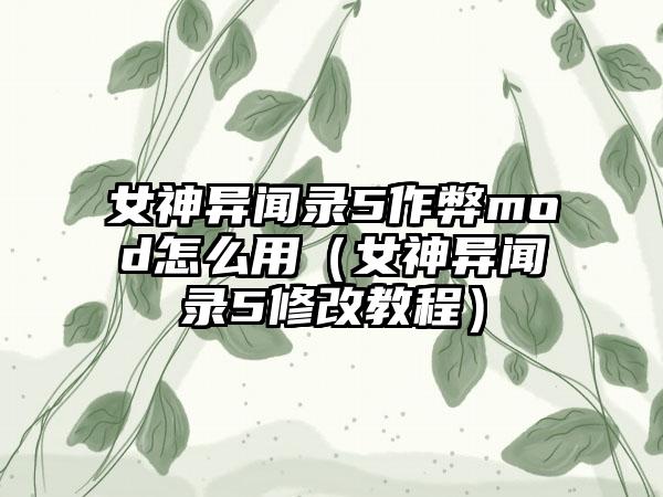 女神异闻录5作弊mod怎么用（女神异闻录5修改教程）
