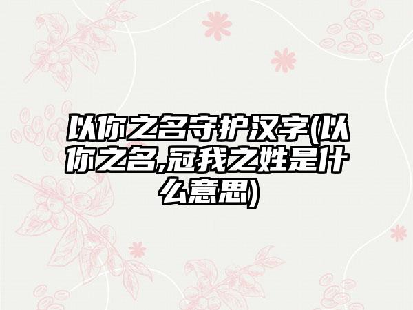 以你之名守护汉字(以你之名,冠我之姓是什么意思)