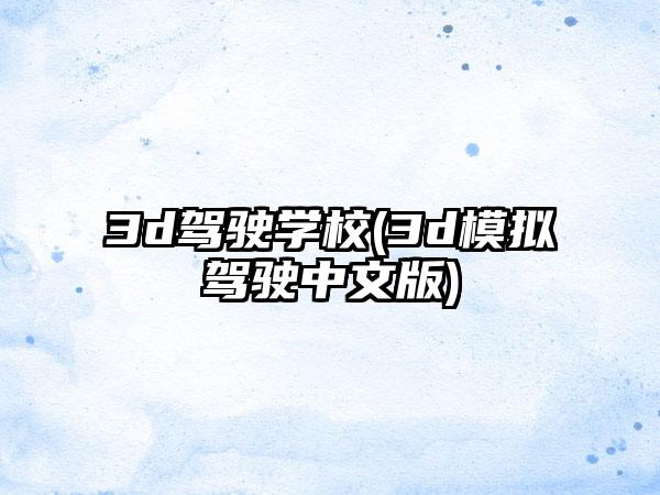 3d驾驶学校(3d模拟驾驶中文版)