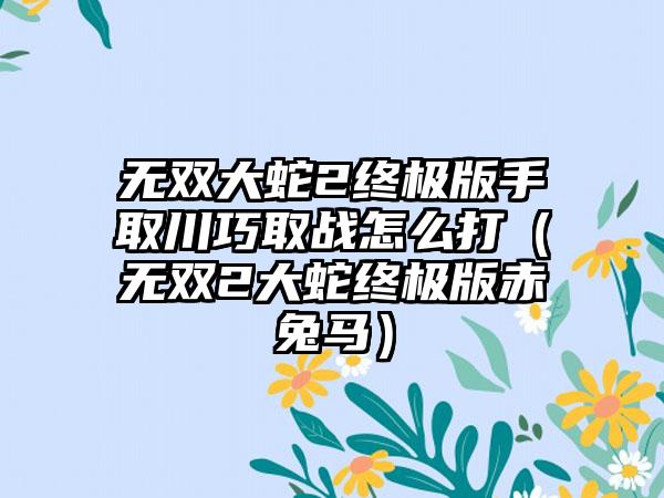 无双大蛇2终极版手取川巧取战怎么打（无双2大蛇终极版赤兔马）