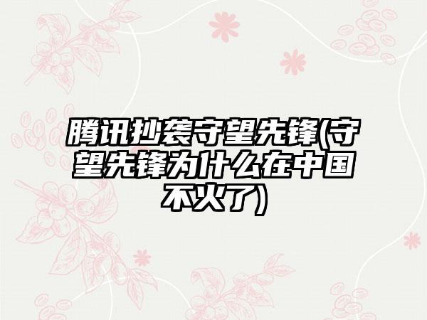 腾讯抄袭守望先锋(守望先锋为什么在中国不火了)