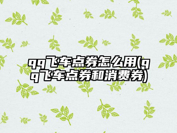 qq飞车点券怎么用(qq飞车点券和消费券)