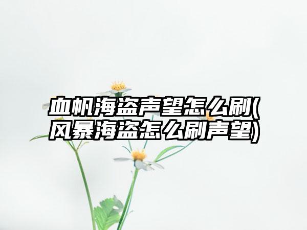 血帆海盗声望怎么刷(风暴海盗怎么刷声望)
