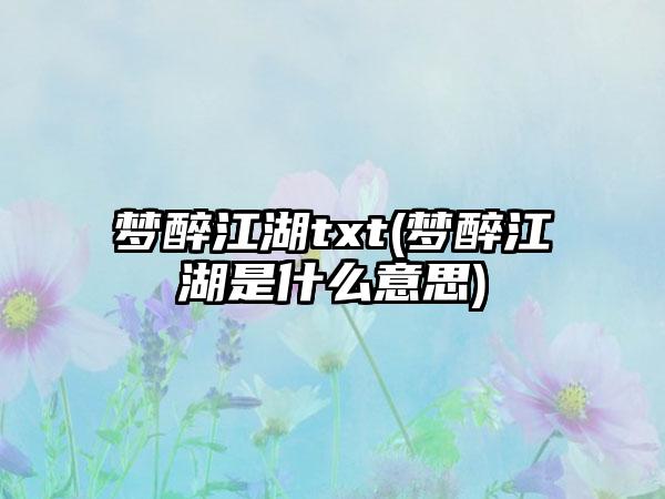 梦醉江湖txt(梦醉江湖是什么意思)