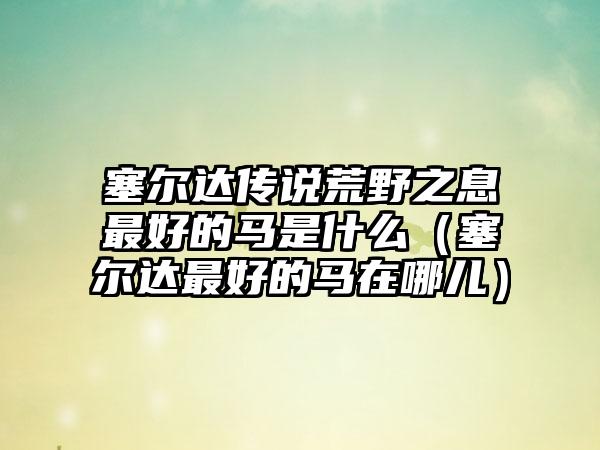 塞尔达传说荒野之息最好的马是什么（塞尔达最好的马在哪儿）