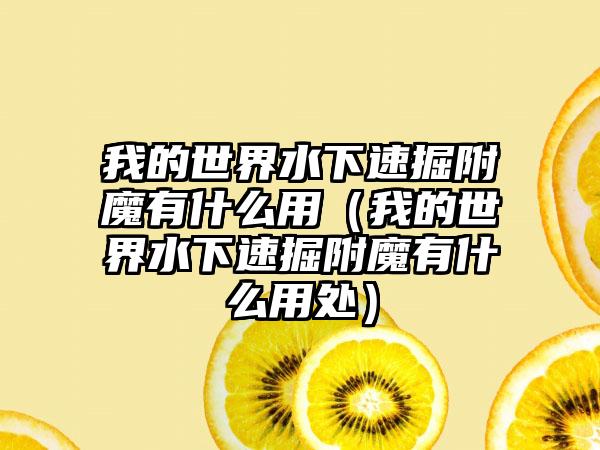 我的世界水下速掘附魔有什么用（我的世界水下速掘附魔有什么用处）