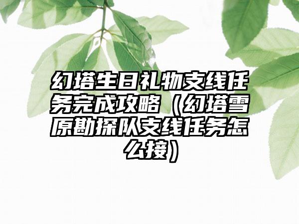 幻塔生日礼物支线任务完成攻略（幻塔雪原勘探队支线任务怎么接）