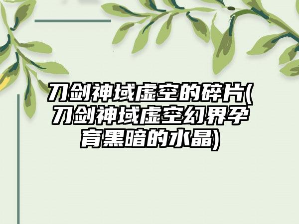 刀剑神域虚空的碎片(刀剑神域虚空幻界孕育黑暗的水晶)