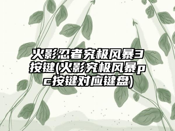 火影忍者究极风暴3按键(火影究极风暴pc按键对应键盘)