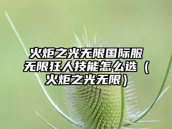 火炬之光无限国际服无限狂人技能怎么选（火炬之光无限）