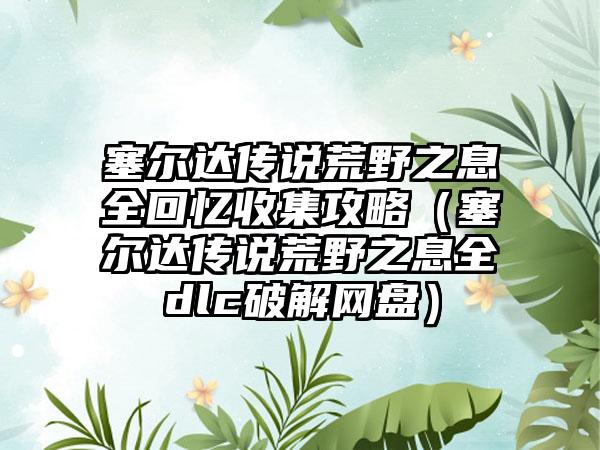 塞尔达传说荒野之息全回忆收集攻略（塞尔达传说荒野之息全dlc破解网盘）