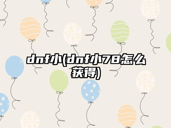 dnf小(dnf小78怎么获得)