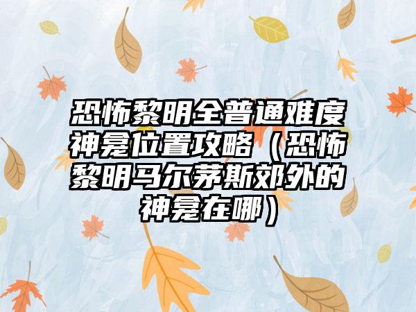恐怖黎明全普通难度神龛位置攻略（恐怖黎明马尔茅斯郊外的神龛在哪）