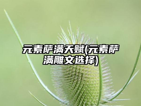 元素萨满天赋(元素萨满雕文选择)