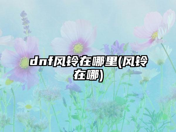 dnf风铃在哪里(风铃在哪)