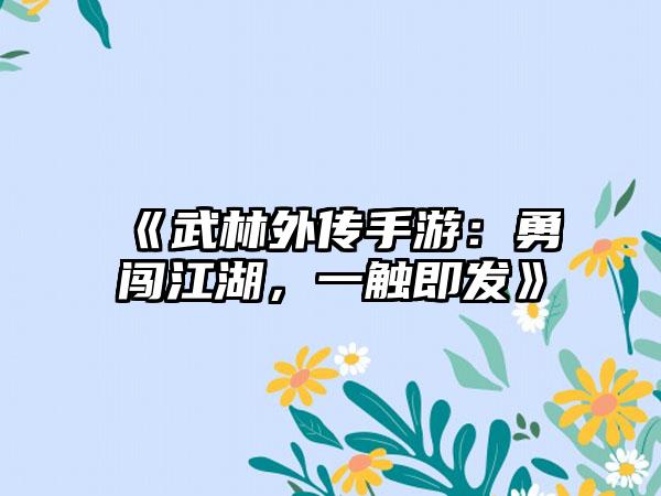 《武林外传手游：勇闯江湖，一触即发》