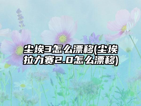 尘埃3怎么漂移(尘埃拉力赛2.0怎么漂移)