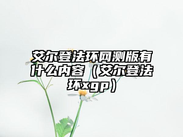 艾尔登法环网测版有什么内容（艾尔登法环xgp）