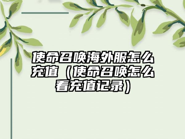 使命召唤海外服怎么充值（使命召唤怎么看充值记录）