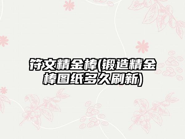符文精金棒(锻造精金棒图纸多久刷新)