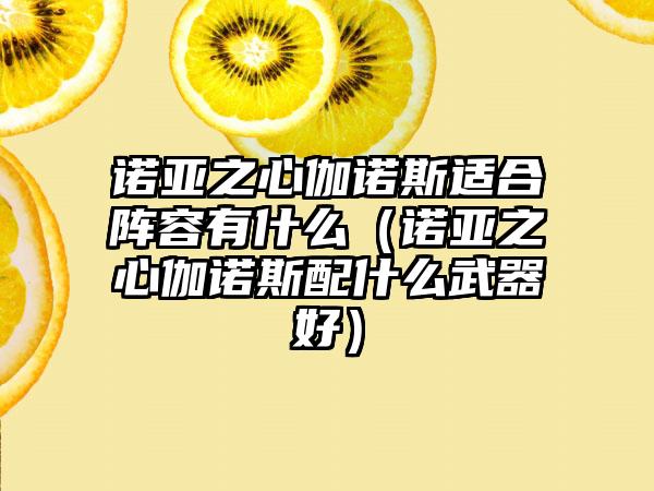 诺亚之心伽诺斯适合阵容有什么（诺亚之心伽诺斯配什么武器好）