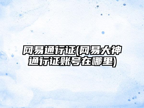 网易通行证(网易大神通行证账号在哪里)