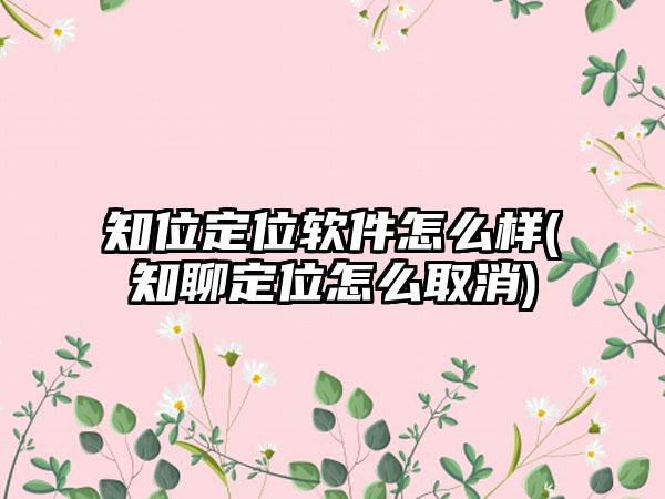 知位定位软件怎么样(知聊定位怎么取消)