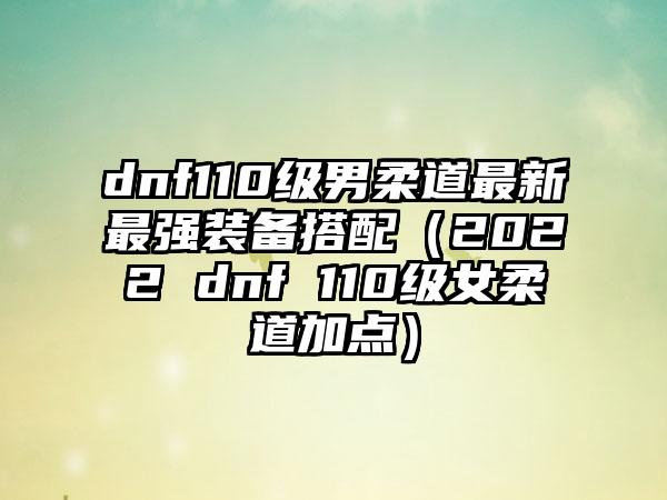 dnf110级男柔道最新最强装备搭配（2022 dnf 110级女柔道加点）