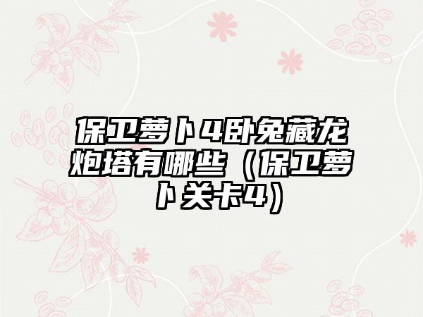 保卫萝卜4卧兔藏龙炮塔有哪些（保卫萝卜关卡4）