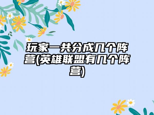 玩家一共分成几个阵营(英雄联盟有几个阵营)