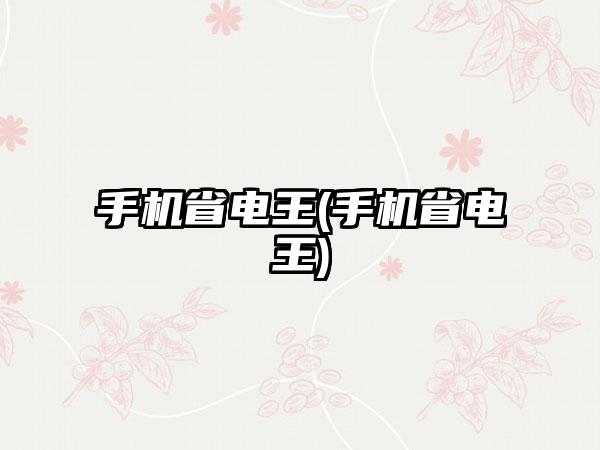 手机省电王(手机省电王)