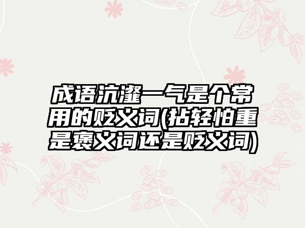 成语沆瀣一气是个常用的贬义词(拈轻怕重是褒义词还是贬义词)