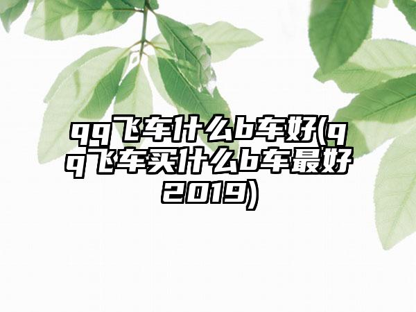 qq飞车什么b车好(qq飞车买什么b车最好2019)