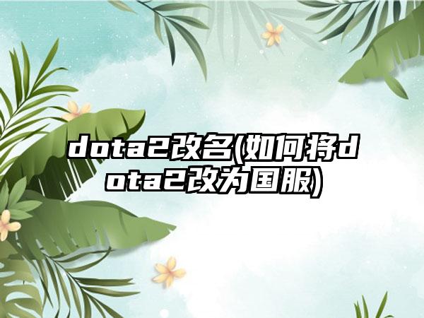 dota2改名(如何将dota2改为国服)
