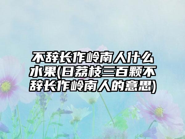 不辞长作岭南人什么水果(日荔枝三百颗不辞长作岭南人的意思)