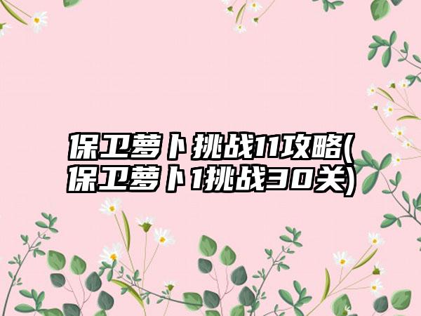 保卫萝卜挑战11攻略(保卫萝卜1挑战30关)