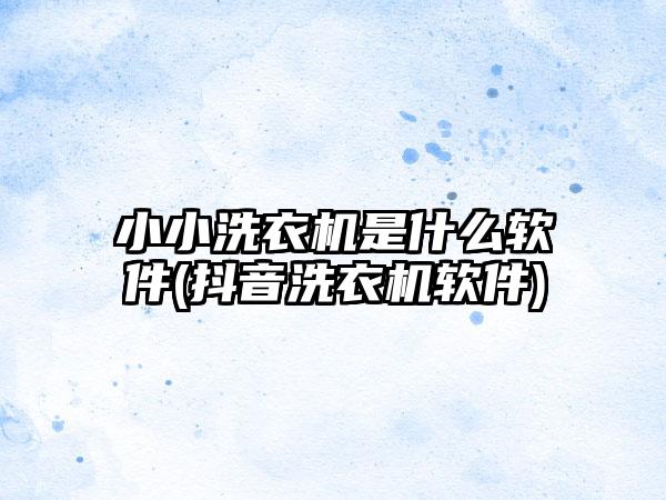小小洗衣机是什么软件(抖音洗衣机软件)