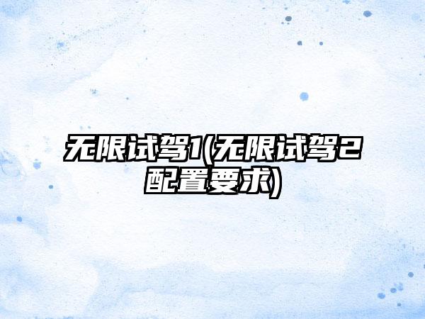 无限试驾1(无限试驾2配置要求)